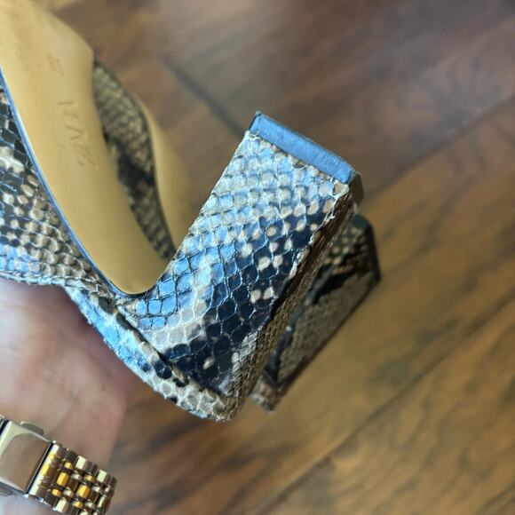ZARA BASIC Collection Block Heel Pointed Toe Python Print Leather Pump 7.5 - Picture 8 of 10